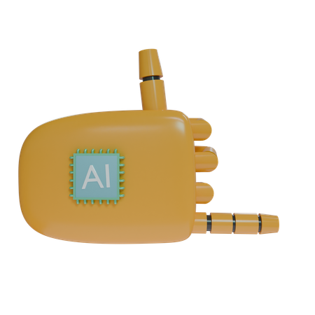 Roca De Mano Robot En Naranja  3D Icon