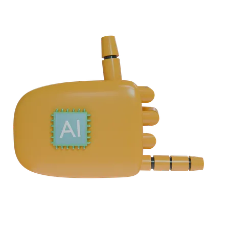 Roca De Mano Robot En Naranja  3D Icon