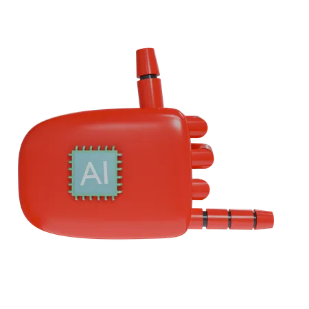 Roca De Mano Robot En Rojo  3D Icon