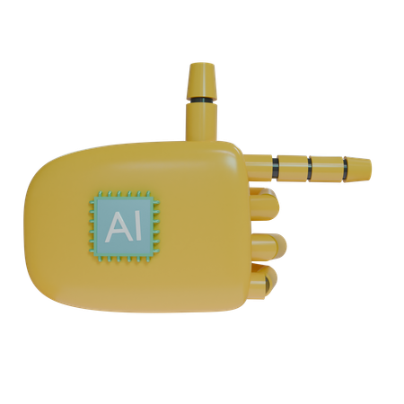 Mano Robot Apuntando A La Derecha Ámbar  3D Icon