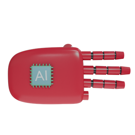 Mano Robot Tres Dedos Carmesí  3D Icon