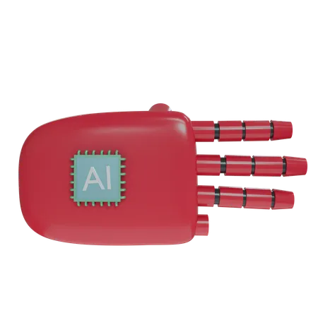 Mano Robot Tres Dedos Carmesí  3D Icon