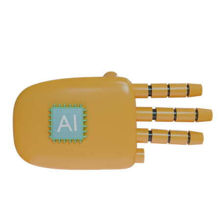 Mano Robot Tres Dedos Naranja  3D Icon