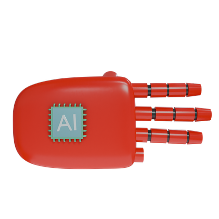 Mano Robot Tres Dedos Rojo  3D Icon