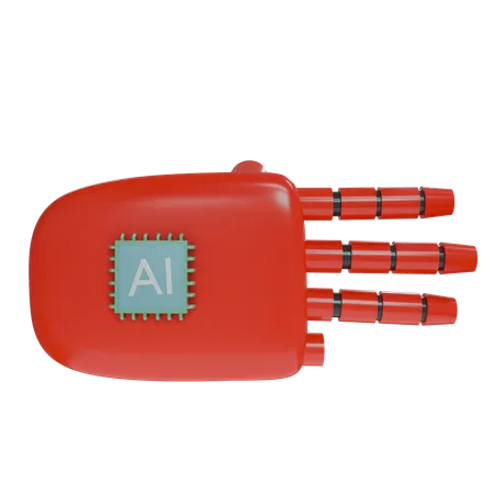 Mano Robot Tres Dedos Rojo  3D Icon