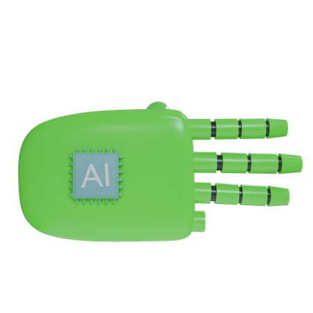 Mano Robot Tres Dedos Verde  3D Icon