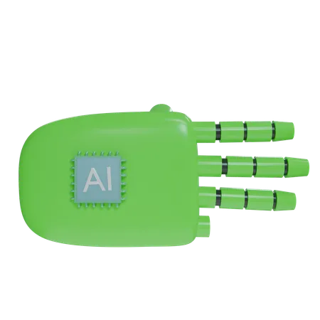 Mano Robot Tres Dedos Verde  3D Icon