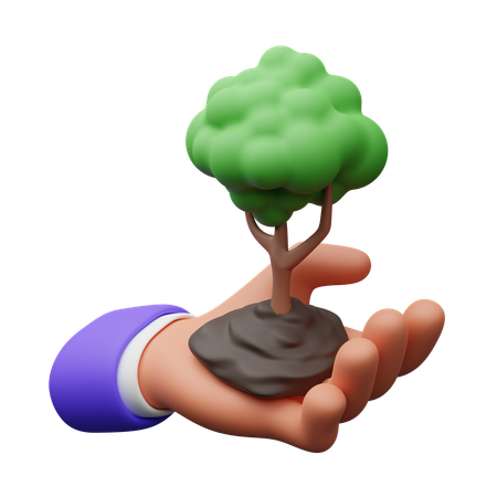 Mano sosteniendo árbol  3D Icon