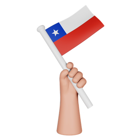 Mano sosteniendo la bandera de chile  3D Icon