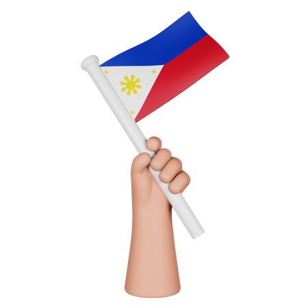 Mano sosteniendo la bandera de filipinas  3D Icon