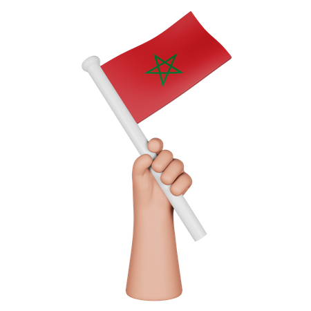 Mano sosteniendo la bandera de marruecos  3D Icon