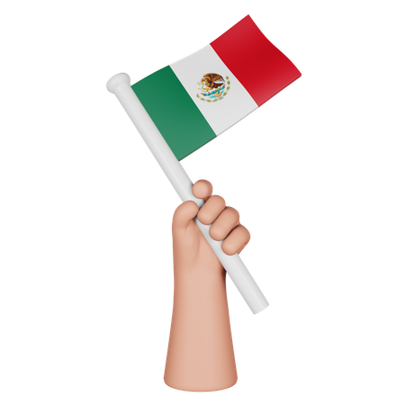 Mano sosteniendo la bandera de méxico  3D Icon