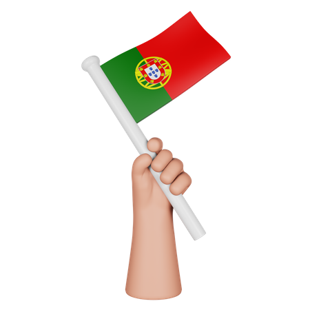 Mano sosteniendo la bandera de portugal  3D Icon