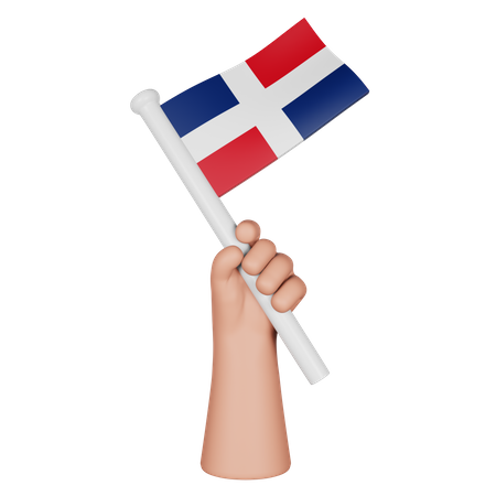 Mano sosteniendo la bandera de república dominicana  3D Icon