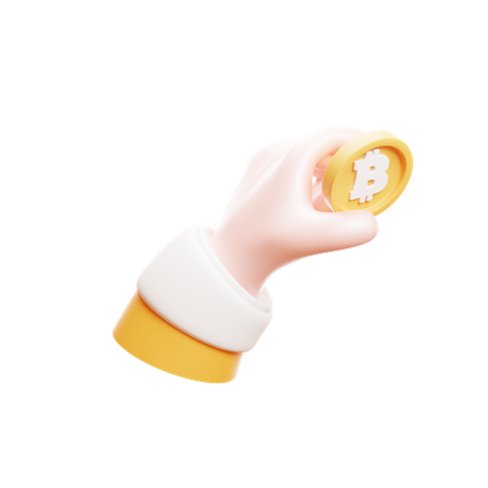 Mano sosteniendo bitcoin  3D Icon