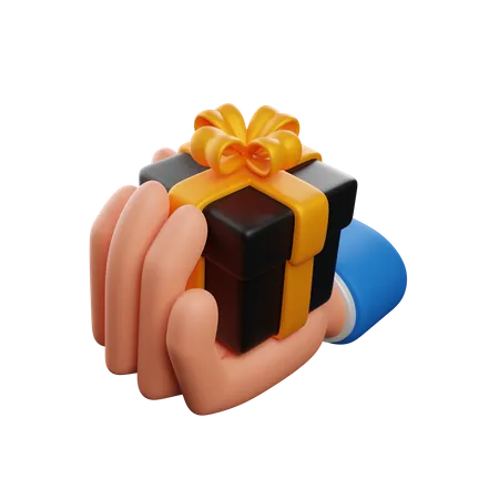 Mano sosteniendo caja de regalo  3D Icon