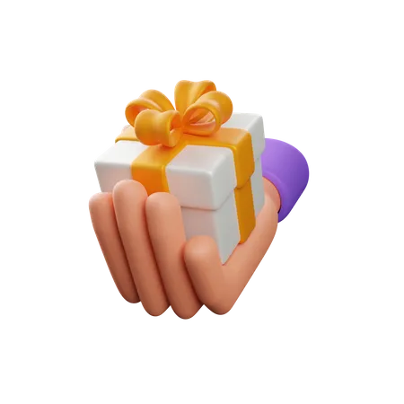 Mano sosteniendo caja de regalo  3D Icon