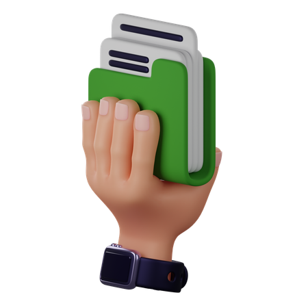 Mano sosteniendo la carpeta de archivos  3D Icon