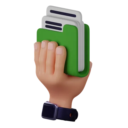 Mano sosteniendo la carpeta de archivos  3D Icon