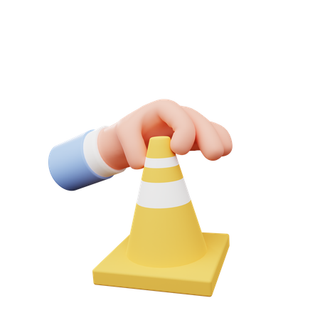 Mano sosteniendo cono de calle  3D Icon