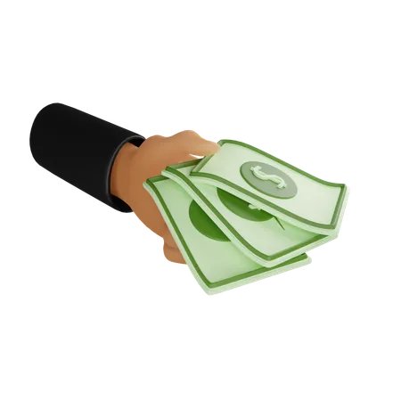 Mano sosteniendo dinero  3D Icon