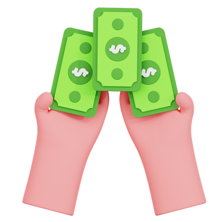 Mano sosteniendo dinero  3D Icon