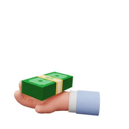 Mano sosteniendo alijo de dinero  3D Illustration