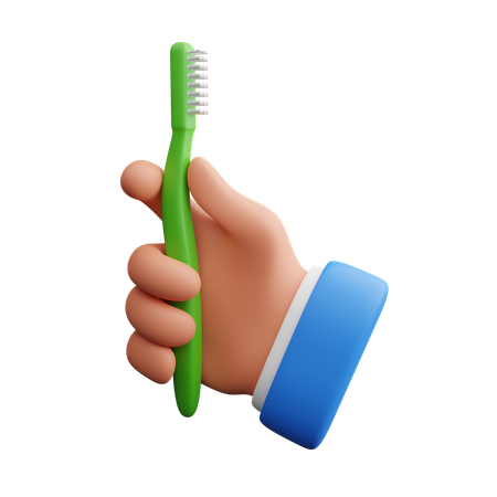 Mano sosteniendo el cepillo de dientes  3D Icon