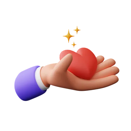 Mano sosteniendo el corazón  3D Icon