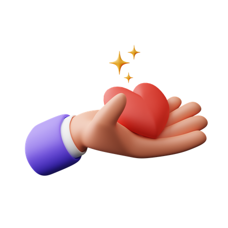Mano sosteniendo el corazón  3D Icon
