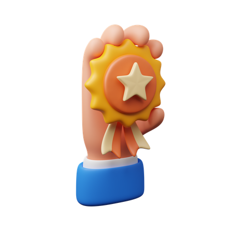 Mano sosteniendo la insignia de estrella  3D Icon