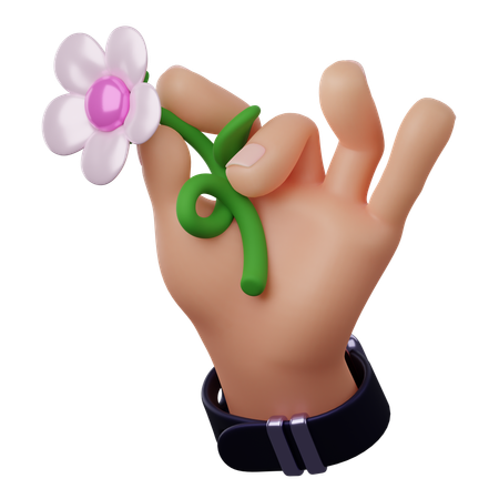 Mano sosteniendo la flor  3D Icon