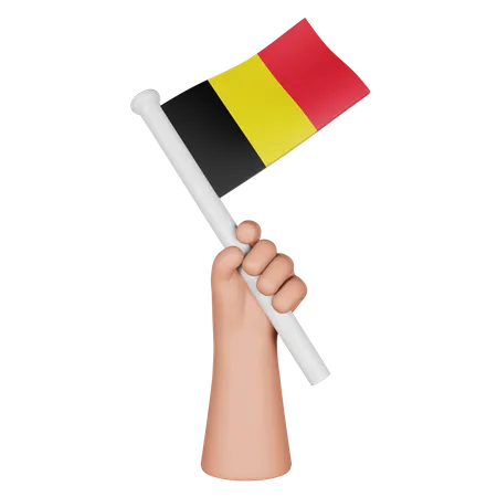 Mano sosteniendo la bandera de bélgica  3D Icon