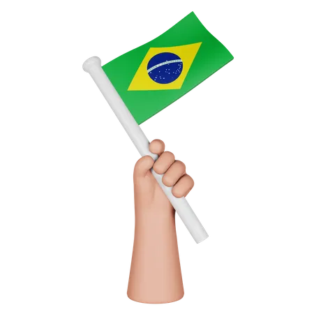 Mano sosteniendo la bandera de brasil  3D Icon