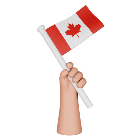 Mano sosteniendo la bandera de canadá  3D Icon