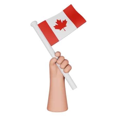 Mano sosteniendo la bandera de canadá  3D Icon