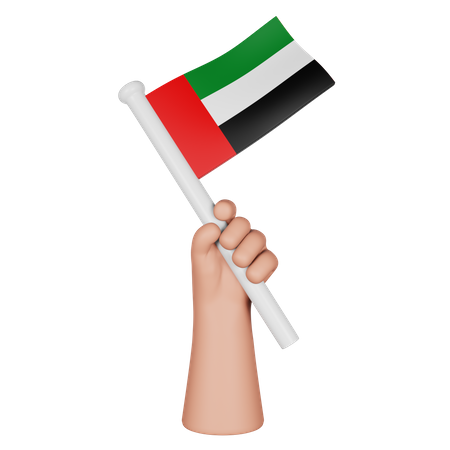 Mano sosteniendo la bandera de los emiratos árabes unidos  3D Icon