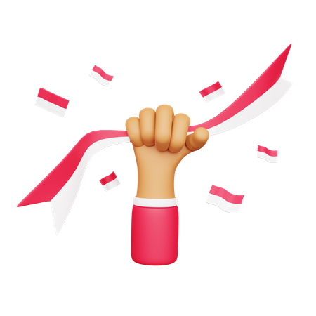 Mano sosteniendo la bandera de indonesia  3D Icon