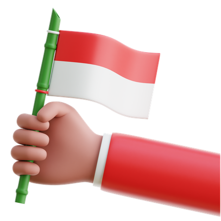 Mano sosteniendo la bandera de indonesia  3D Icon