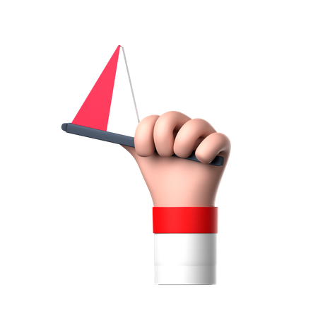 Mano sosteniendo la bandera de indonesia  3D Icon