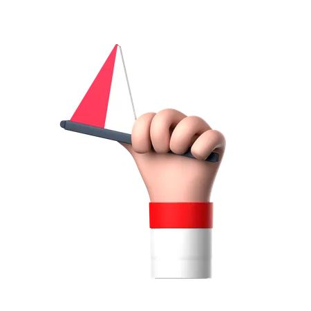 Mano sosteniendo la bandera de indonesia  3D Icon