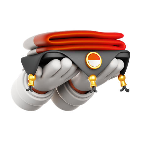 Mano sosteniendo la bandera de indonesia  3D Icon