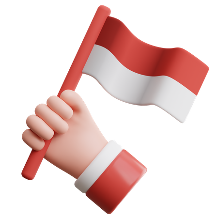 Mano sosteniendo la bandera de indonesia  3D Icon