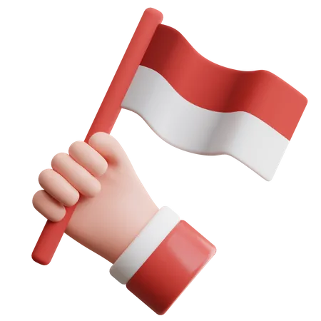 Mano sosteniendo la bandera de indonesia  3D Icon