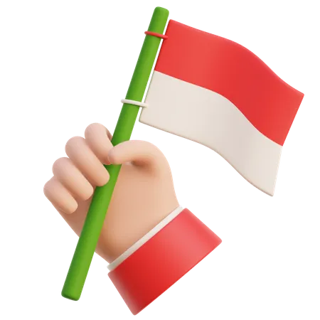 Mano sosteniendo la bandera de indonesia  3D Icon