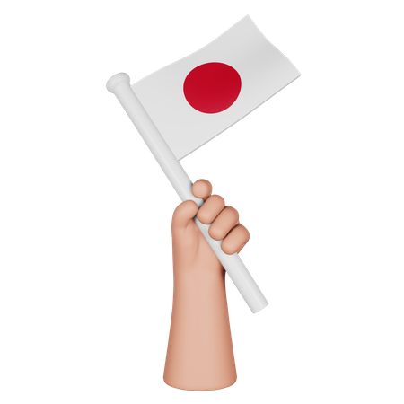 Mano sosteniendo la bandera de japón  3D Icon