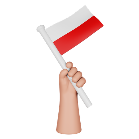 Mano sosteniendo la bandera de polonia  3D Icon