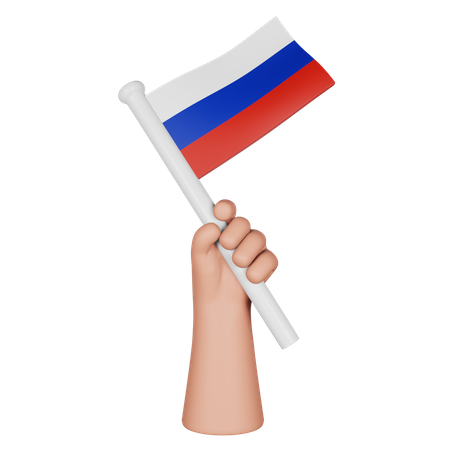 Mano sosteniendo la bandera de rusia  3D Icon