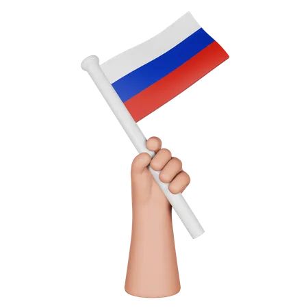 Mano sosteniendo la bandera de rusia  3D Icon