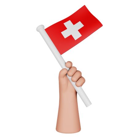 Mano sosteniendo la bandera de suiza  3D Icon